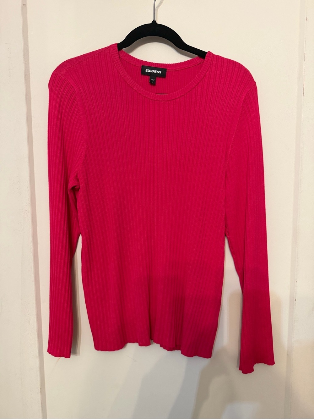 Express Fuchsia Ribbed Crewneck Sweater - Picture 3 of 6